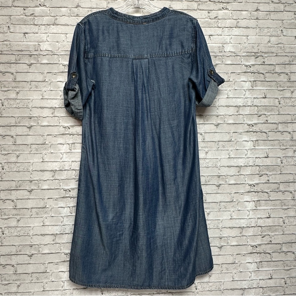 Philosophy Women’s Small Tencel Short Roll-Sleeves Tunic Dress Pockets READ - Picture 2 of 15